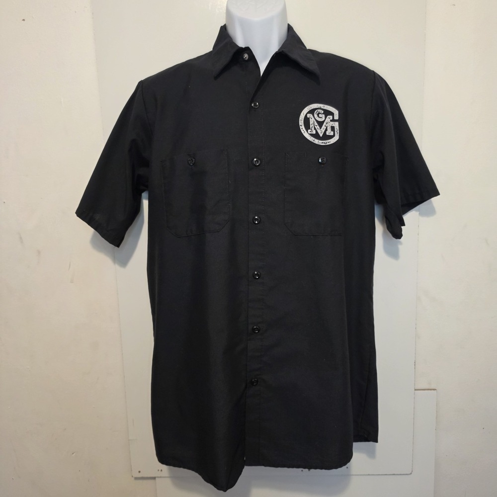 Red Kap Gas Monkey Garage Dallas TX Men's Black Work Shirt Size M Short Sleeve